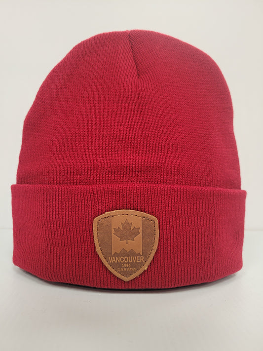 Knit Toque with Leather Patch - Vancouver