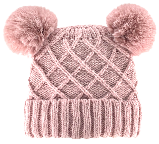 Canada Bear Pom Knit Toque - Faux Fur Double-Pom