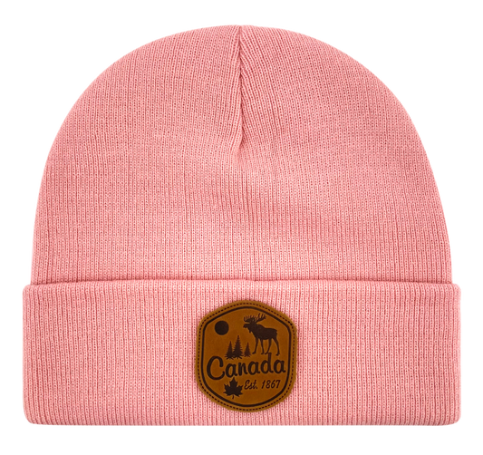 Canada Knit Toque with Leather Patch (10 Colours Available) *Many Cities