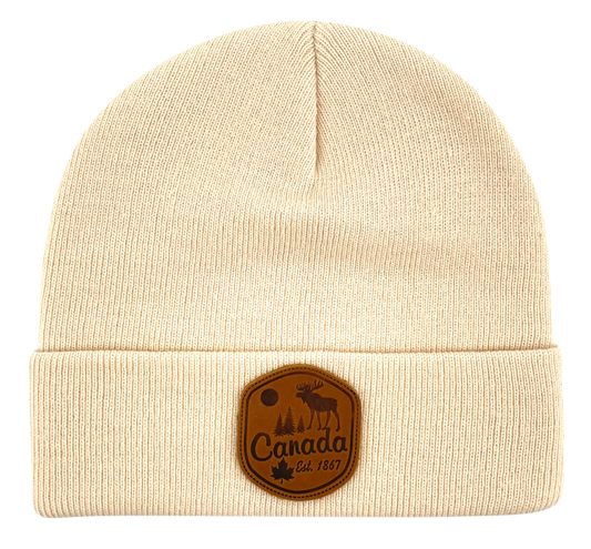 Canada Knit Toque with Leather Patch (10 Colours Available) *Many Cities