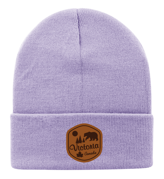 Knit Toque with Leather Patch - Victoria