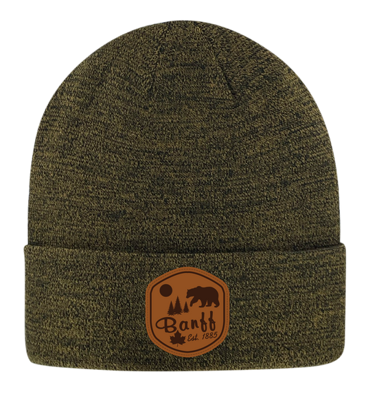 Knit Toque with Leather Patch - Victoria