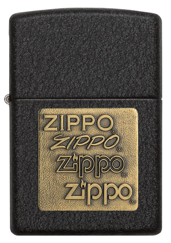 ZIPPO Black Crackle Gold Zippo Logo (362)