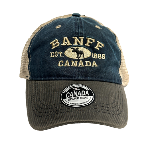 Banff Baseball Hats - Stone Washed Vintage Moose Meshback