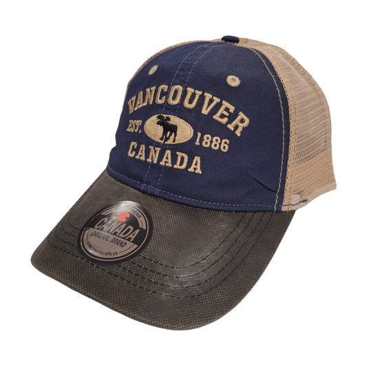 Vancouver Baseball Hats - Stone Washed Vintage Moose Mesh back