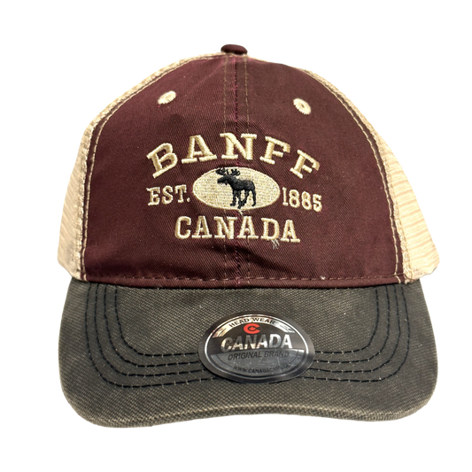 Banff Baseball Hats - Stone Washed Vintage Moose Meshback