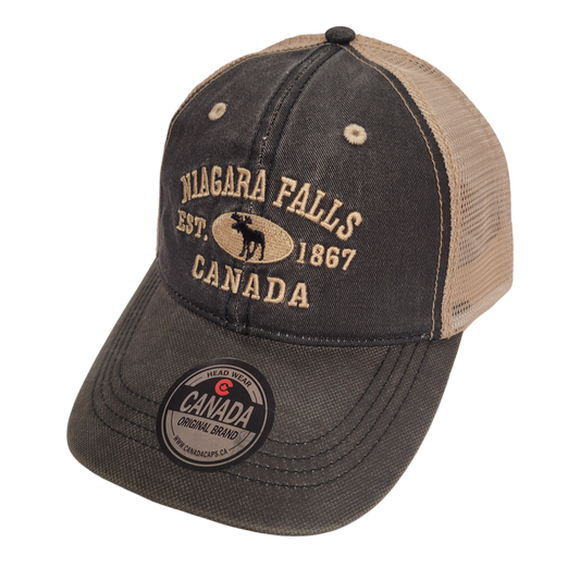 Niagara Falls Baseball Hat - Stone Washed Vintage Moose MeshBack