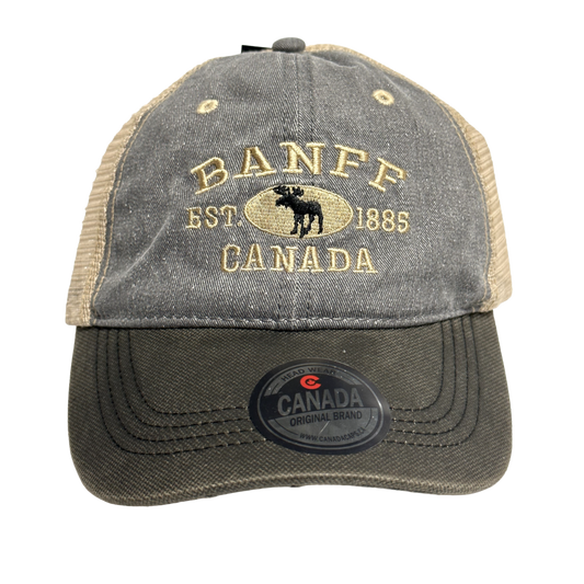 Banff Baseball Hats - Stone Washed Vintage Moose Meshback