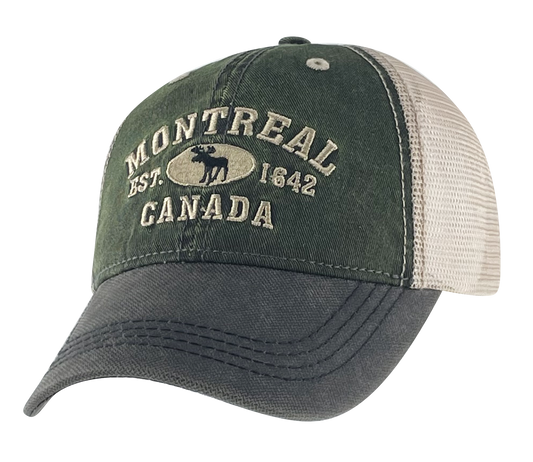 Montreal Baseball Hats - Stone Washed Vintage Moose Meshback