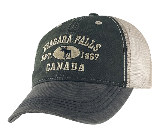 Niagara Falls Baseball Hat - Stone Washed Vintage Moose MeshBack