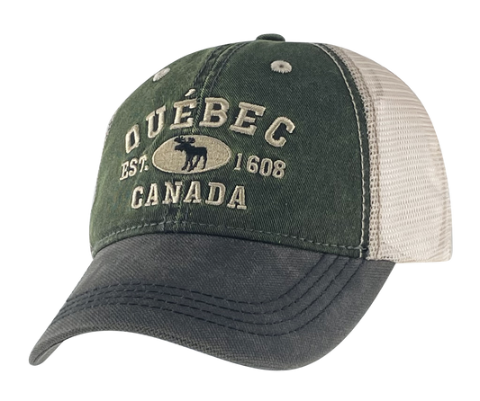 Quebec Baseball Hats - Stone Washed Vintage Moose Meshback