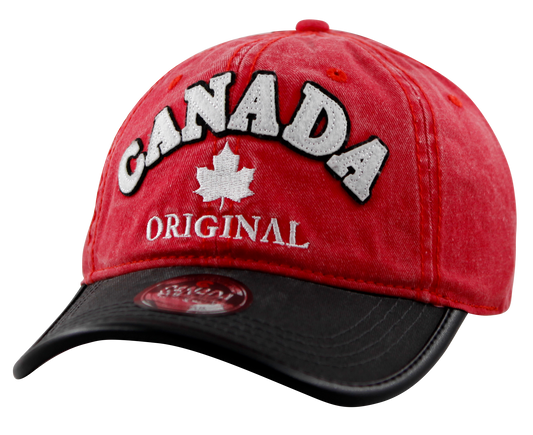 Canada Baseball Hat - Cotton Twill with Vegan Leather Trim