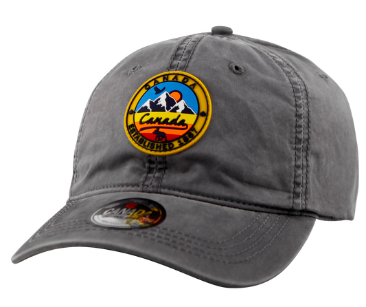 Canada Baseball Hat - Cotton with Enzyme Wash with Rubber Patch