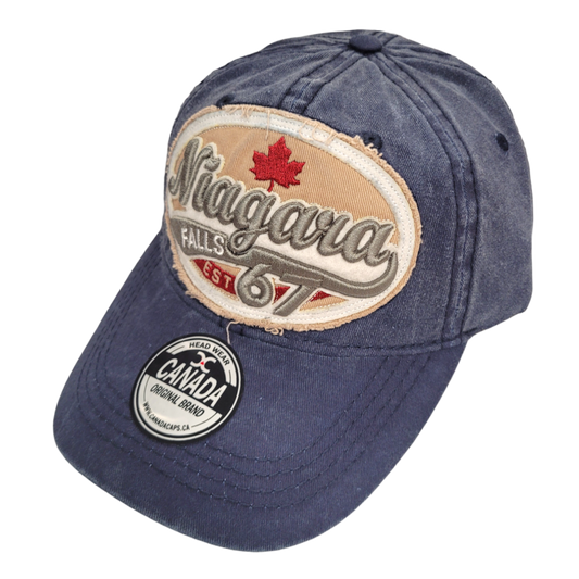 Niagara Falls Baseball Hats - Washed Large Patch Embroidery