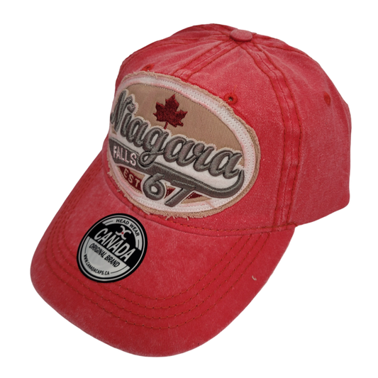 Niagara Falls Baseball Hats - Washed Large Patch Embroidery
