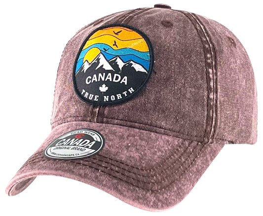 Canada Washed Cotton Hat with Woven Fabric Patch