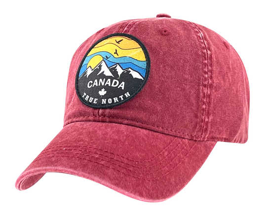 Canada Washed Cotton Hat with Woven Fabric Patch