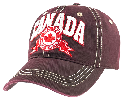 Canada Washed Cotton Hat with heavy 3D Embroidery Design