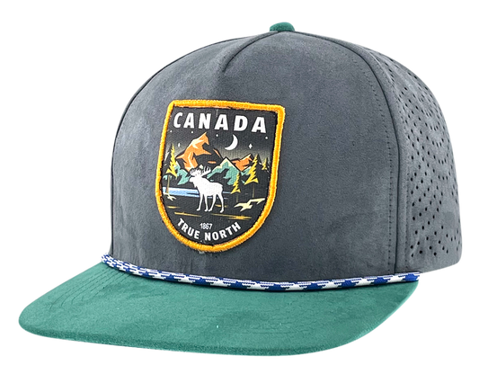 Canada Stylish Flatbrim Cap with Woven Patch and Perforated Back Panels