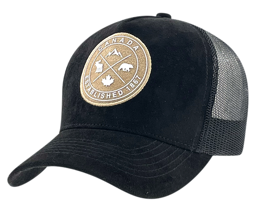 Canada Meshback Hat with Velvet Fabric with Circle 3D Patch