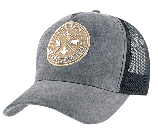 Canada Meshback Hat with Velvet Fabric with Circle 3D Patch