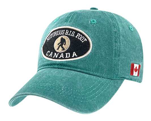 Canada Washed Cotton Hat with BIG FOOT Patch and Canada Flag on side
