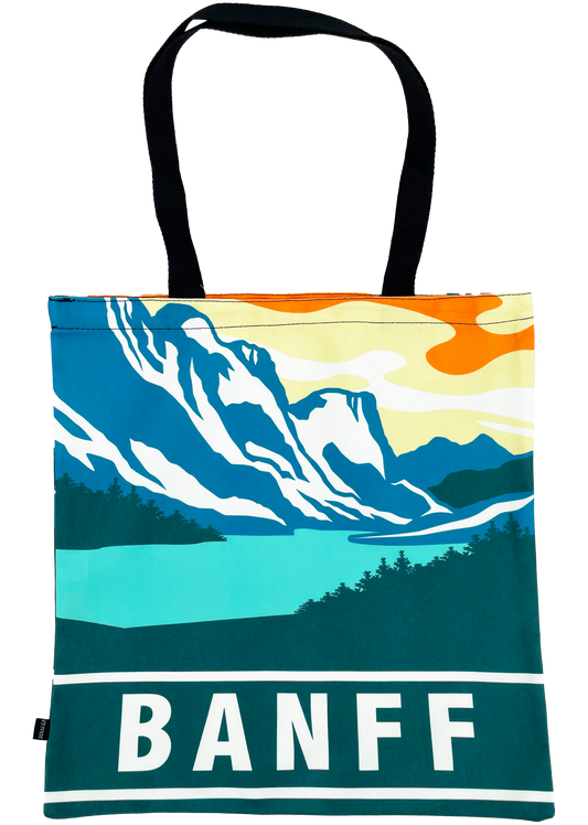 Canvas Tote Bags with Banff Landmark Scene