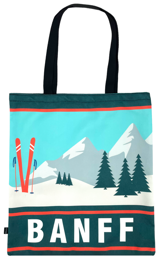 Canvas Tote Bags with Banff Landmark Scene