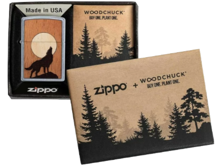 Zippo Lighter Woodchuck Howling Wolf At The Moon (49043)