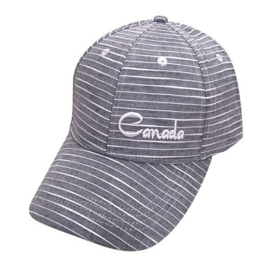 Canada Baseball Hats- Ladies Cotton Striped w/ Subtle Embroidery