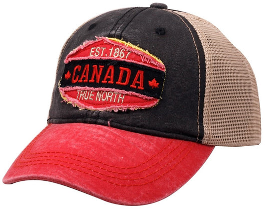 Canada Baseball Hats - Washed Vintage Patch Trucker Cap Meshback