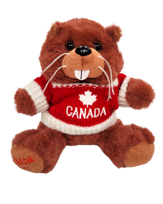 Canada 8” Furry Plush with Knitted Sweater