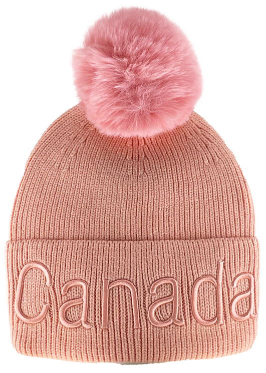 Canada Knit Toque with Pom w/ Tone-on Tone Embroidery