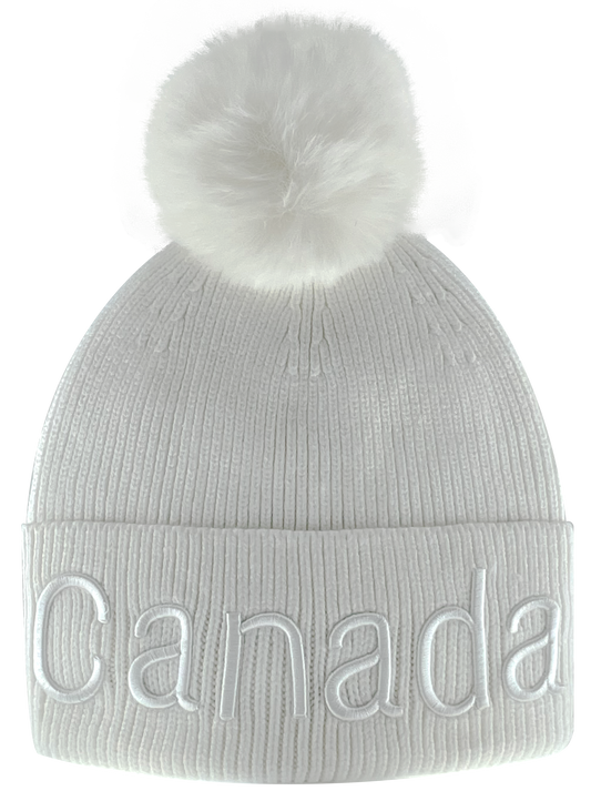 Canada Knit Toque with Pom w/ Tone-on Tone Embroidery
