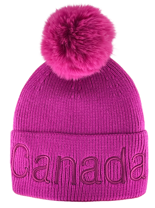 Canada Knit Toque with Pom w/ Tone-on Tone Embroidery