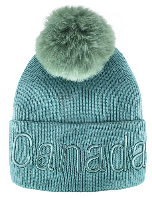 Canada Knit Toque with Pom w/ Tone-on Tone Embroidery
