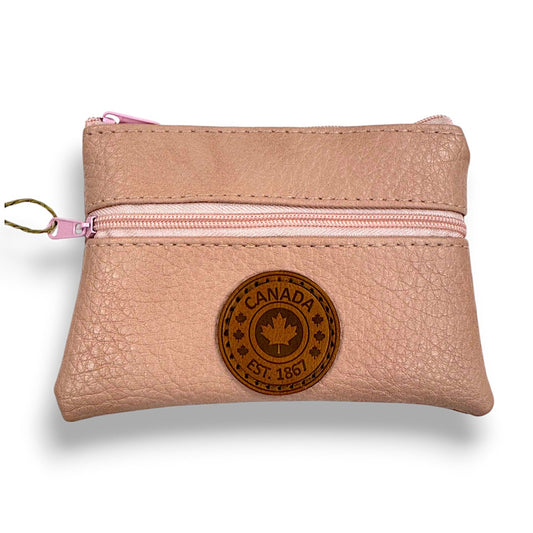Canada Vegan Leather Coin Purses w/Zippers Rectangle
