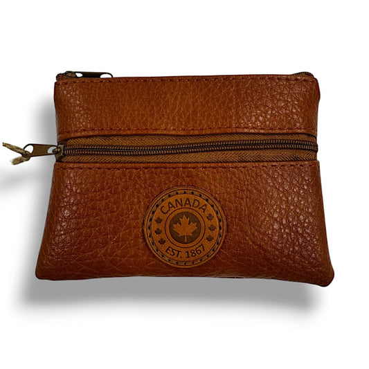 Canada Vegan Leather Coin Purses w/Zippers Rectangle