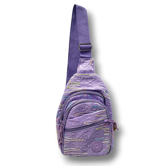 Canada Crossbody Sling Bag - Fabric with Embroidered Design