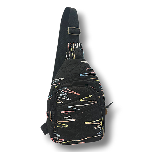 Canada Crossbody Sling Bag - Fabric with Embroidered Design