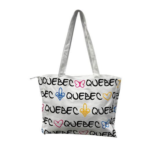 Quebec Canvas Tote Bag - Vintage Letter