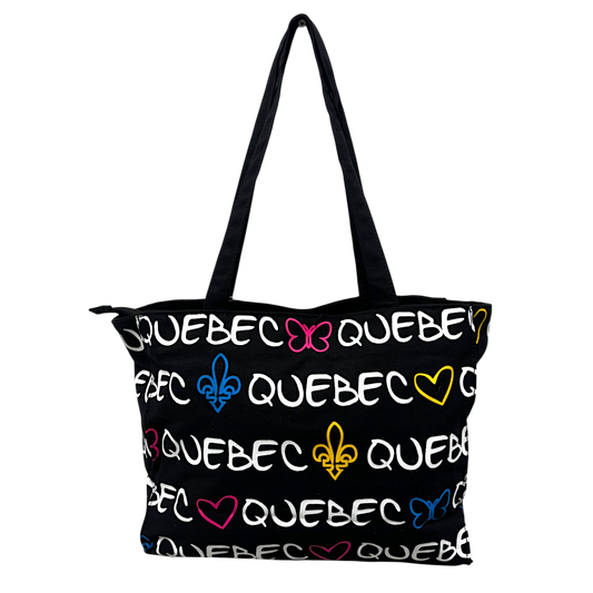 Quebec Canvas Tote Bag - Vintage Letter