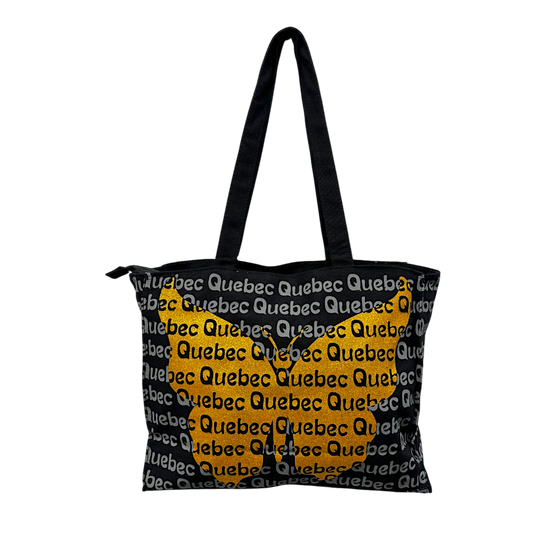 Quebec Canvas Tote Bag - Metallic Butterfly