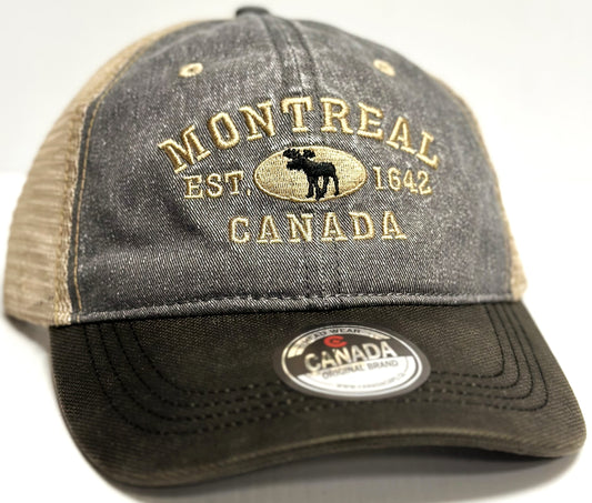 Montreal Baseball Hats - Stone Washed Vintage Moose Meshback