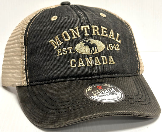 Montreal Baseball Hats - Stone Washed Vintage Moose Meshback