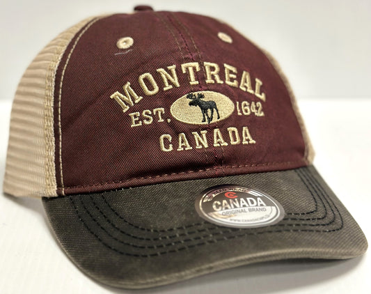 Montreal Baseball Hats - Stone Washed Vintage Moose Meshback