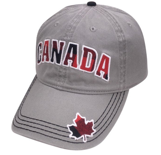 Canada Baseball Hats - Cotton w/ Buffalo Plaid Lettering
