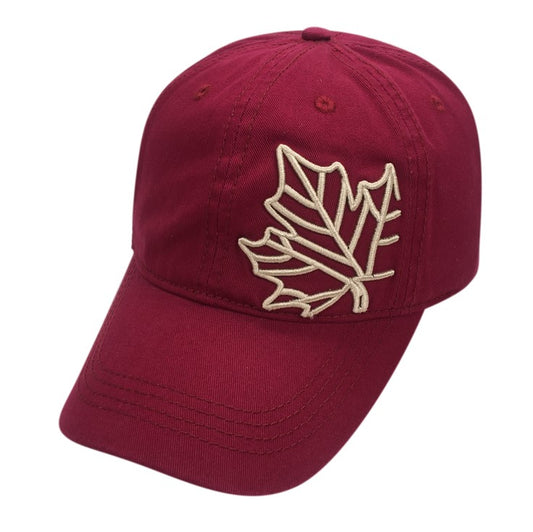Canada Baseball Hat - Cotton-Timberlan-Style Gold Maple Leaf Emb.