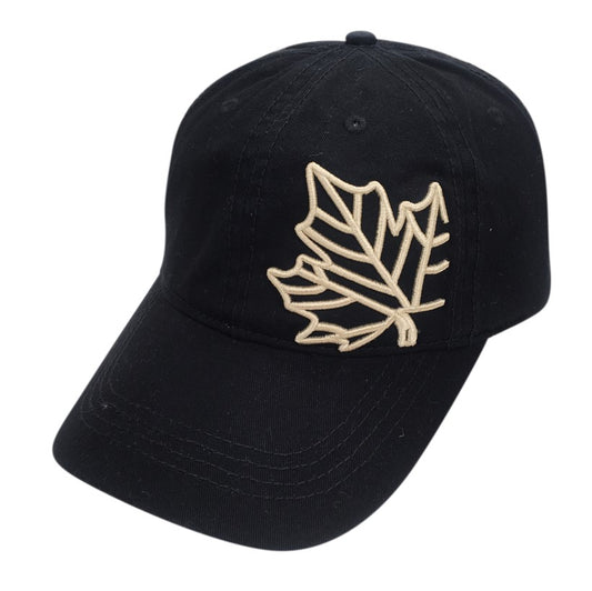 Canada Baseball Hat - Cotton-Timberlan-Style Gold Maple Leaf Emb.