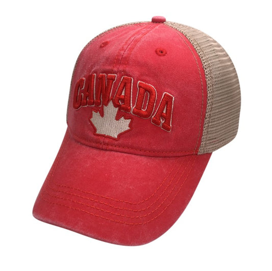 Canada Baseball Hat - Washed Cotton Meshback Tone-on-Tone